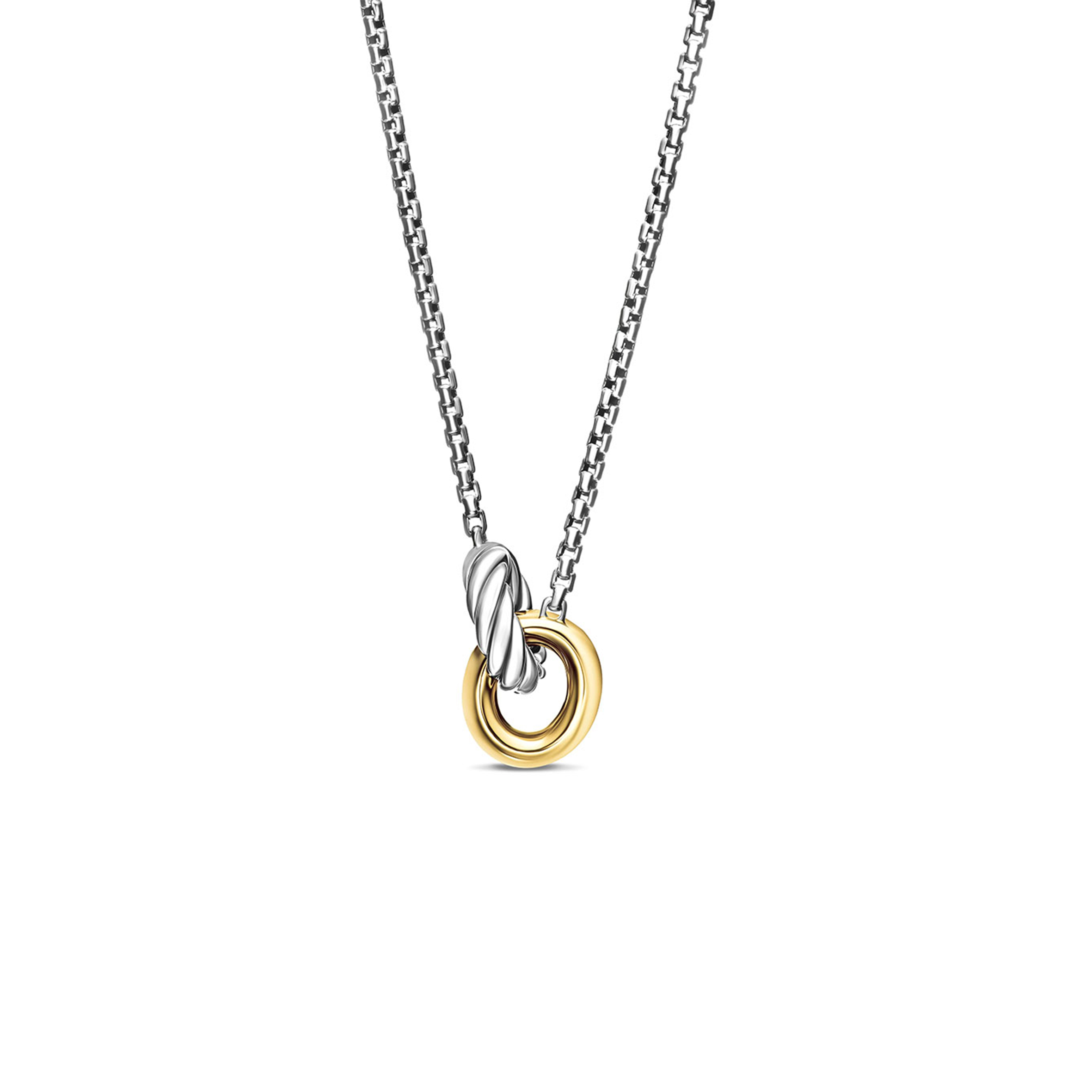 dau1d Yvrm*n petite cable linked necklace sterling silver with 14k yellow gold, 15mm 192740692154